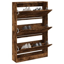 Armoire à chaussures chêne fumé 80x21x125,5 cm bois ingénierie 