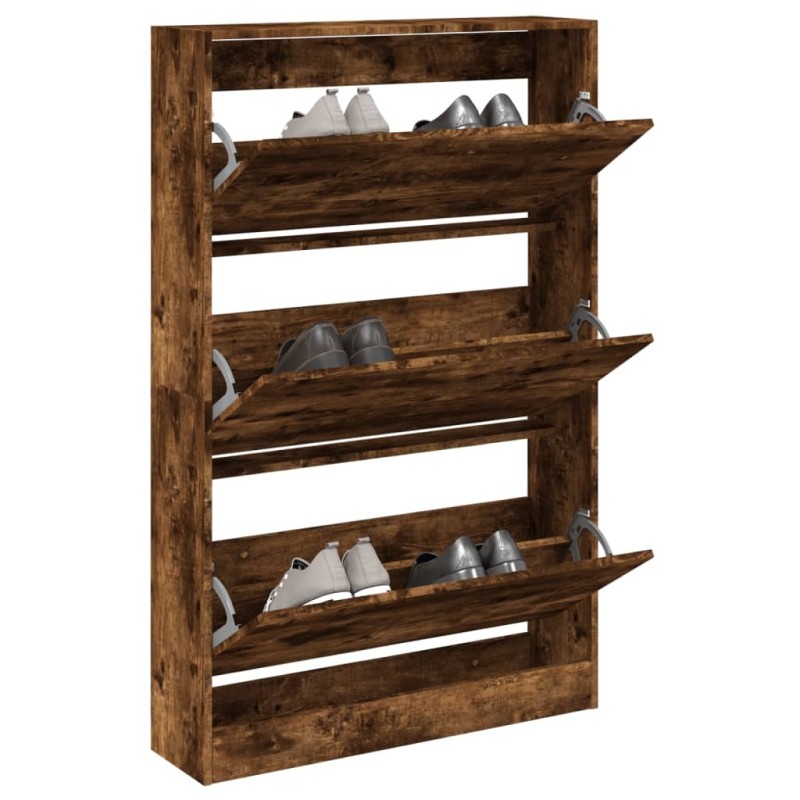 Armoire à chaussures chêne fumé 80x21x125,5 cm bois ingénierie Armoire à chaussures chêne fumé 80x21x125,5 cm bois ingénierie
