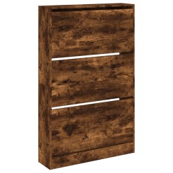 Armoire à chaussures chêne fumé 80x21x125,5 cm bois ingénierie 