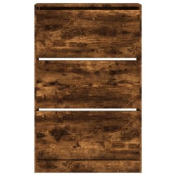 Armoire à chaussures chêne fumé 80x21x125,5 cm bois ingénierie 