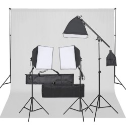 Kit de studio photo avec éclairage et toile de fond 