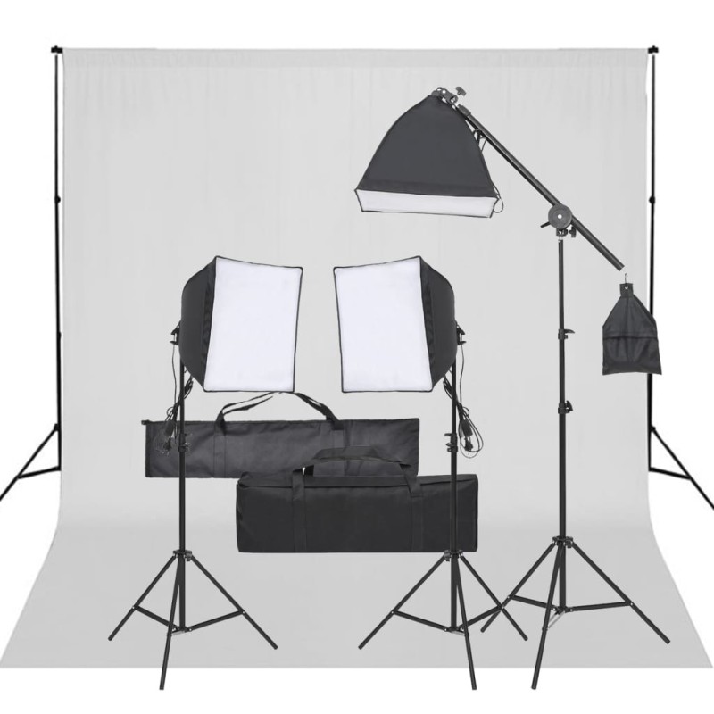 Kit de studio photo avec éclairage et toile de fond 