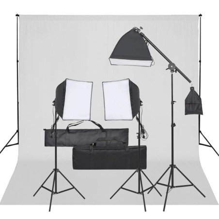 Kit de studio photo avec éclairage et toile de fond 