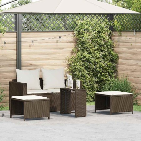 Salon de jardin 5 pcs avec coussins empilable marron polyrotin 