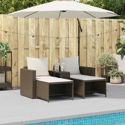 Salon de jardin 5 pcs avec coussins empilable marron polyrotin 