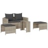 Salon de jardin 5 pcs coussins empilable gris clair polyrotin 
