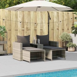Salon de jardin 5 pcs coussins empilable gris clair polyrotin 
