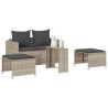 Salon de jardin 5 pcs coussins empilable gris clair polyrotin 