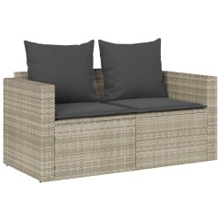 Salon de jardin 5 pcs coussins empilable gris clair polyrotin 
