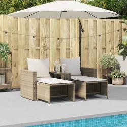 Salon de jardin 5 pcs avec coussins empilable beige polyrotin 