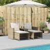Salon de jardin 5 pcs avec coussins empilable beige polyrotin 
