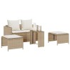 Salon de jardin 5 pcs avec coussins empilable beige polyrotin 
