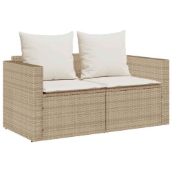 Salon de jardin 5 pcs avec coussins empilable beige polyrotin 