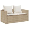 Salon de jardin 5 pcs avec coussins empilable beige polyrotin 