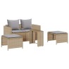 Salon de jardin 5 pcs avec coussins empilable beige polyrotin 