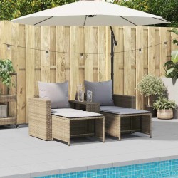Salon de jardin 5 pcs avec coussins empilable beige polyrotin 