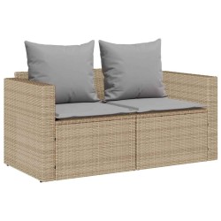 Salon de jardin 5 pcs avec coussins empilable beige polyrotin 