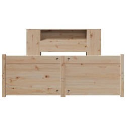 Lit bibliothèque sans matelas 140x190 cm bois de pin massif 