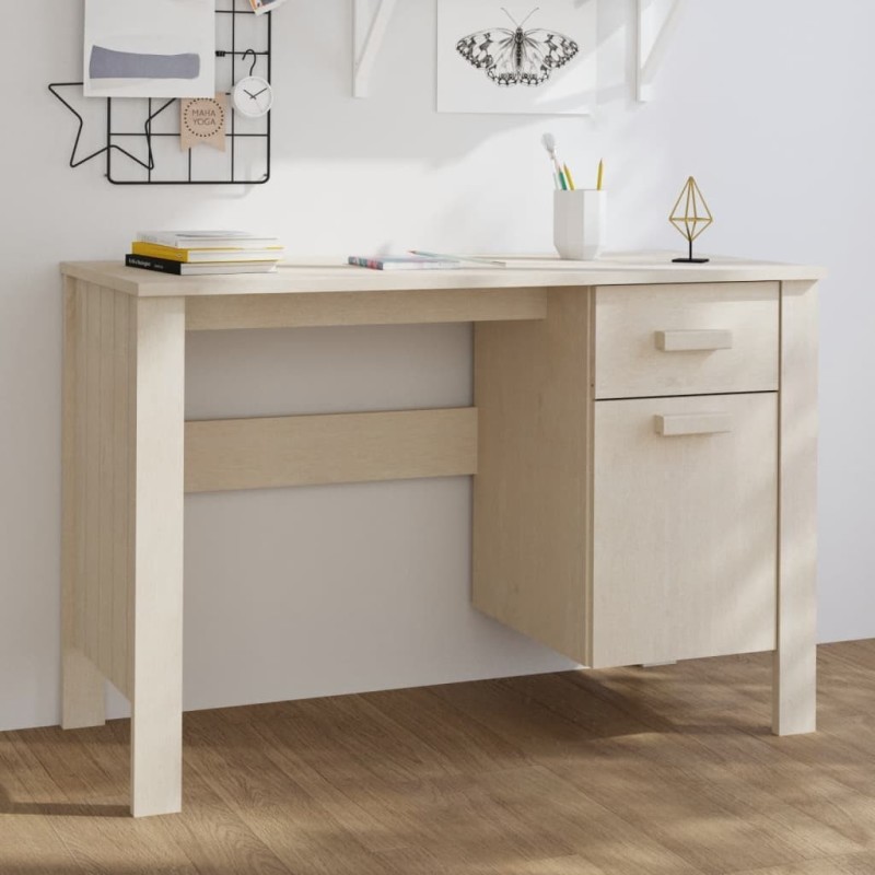 Bureau HAMAR Marron miel 113x50x75 cm Bois massif de pin Bureau HAMAR Marron miel 113x50x75 cm Bois massif de pin