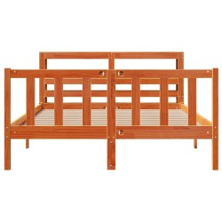 Cadre de lit et tête de lit sans matelas cire marron 160x200 cm 