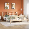 Lit bibliothèque sans matelas 200x200 cm bois massif de pin 