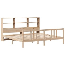 Lit bibliothèque sans matelas 200x200 cm bois massif de pin 