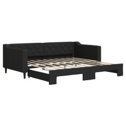 Lit de jour avec lit gigogne noir 90x190 cm tissu 
