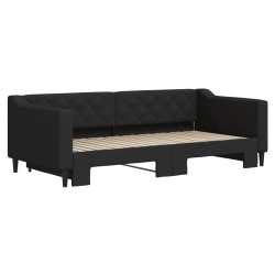 Lit de jour avec lit gigogne noir 90x190 cm tissu 