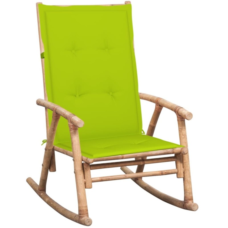 Chaise à bascule avec coussin Bambou 