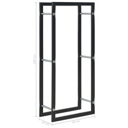 Portant de bois de chauffage Noir 44 x 20 x 100 cm Acier 