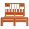 Lit bibliothèque sans matelas cire marron 135x190 cm pin massif 