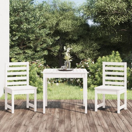 Ensemble de bistrot de jardin 3 pcs blanc bois de pin massif 