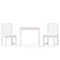 Ensemble de bistrot de jardin 3 pcs blanc bois de pin massif 