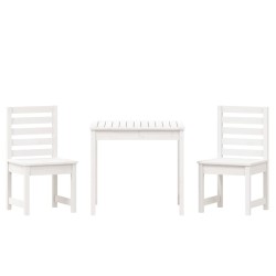 Ensemble de bistrot de jardin 3 pcs blanc bois de pin massif 