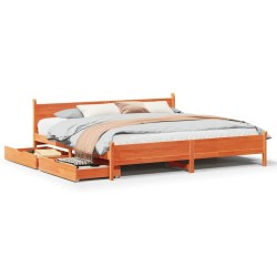 Cadre de lit sans matelas cire marron 180x200cm bois pin massif 
