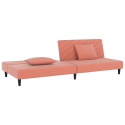 Canapé-lit à 2 places avec deux oreillers Rose Velours 