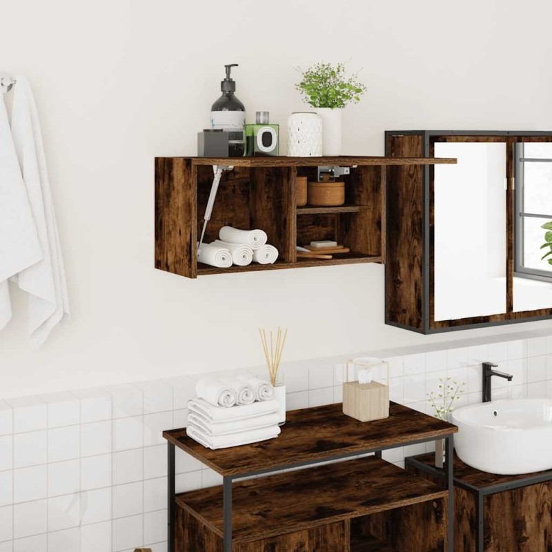 Armoire murale de bain chêne fumé 60x25x30 cm bois d'ingénierie 