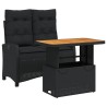 Ensemble à manger de jardin coussins 2pcs noir résine tressée 
