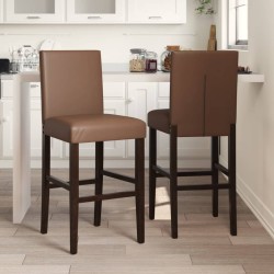 Chaises de bar lot de 2 bois massif d'hévéa et similicuir 
