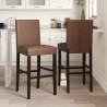 Chaises de bar lot de 2 bois massif d'hévéa et similicuir 