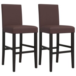 Chaises de bar lot de 2 bois massif d'hévéa et similicuir 