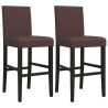 Chaises de bar lot de 2 bois massif d'hévéa et similicuir 