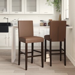 Chaises de bar lot de 2 bois massif d'hévéa et similicuir 