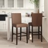 Chaises de bar lot de 2 bois massif d'hévéa et similicuir 