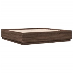 Cadre de lit avec LED sans matelas chêne marron 200x200 cm 