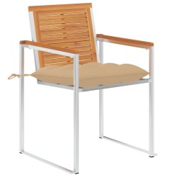 Chaises de jardin avec coussins lot de 2 Acacia solide et acier 