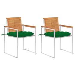 Chaises de jardin avec coussins lot de 2 Acacia solide et acier 