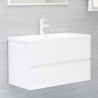Armoire d'évier lavabo intégré blanc brillant bois d'ingénierie 