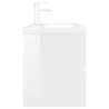 Armoire d'évier lavabo intégré blanc brillant bois d'ingénierie 