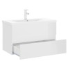 Armoire d'évier lavabo intégré blanc brillant bois d'ingénierie 